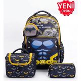 Çantaland 4’lü Set, Erkek Çocuk Desenli Ilkokul Okul Çantası + Beslenme Çantası + Kalemlik + Silgilik - Tek Adet - Sarı - Siyah