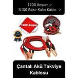Çantalı %100 Bakır Kalın Kablo ve Hızlı Şarj Güçlü 1200 Amper Oto Araç Akü Şarj Takviye Kablosu 2m - Akü kablosu