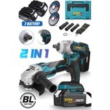 Çantalı 2li Süperturbo Bl Motor Şarjlı Taşlama Spiral Şarjlı Somun Sıkma Sökme Setli 58VF 2000AH