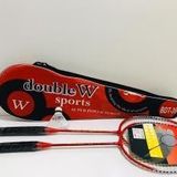 Çantalı Çiftli Badminton 2 adet raket + badminton topu + çantası set halinde KIRMIZI