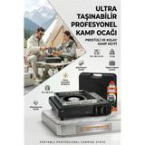 Çantalı SİYAH Portatif Kamp Ocağı + 1 X Kartuş Piknik Ocağı Otomatik Ateşlemeli 723182