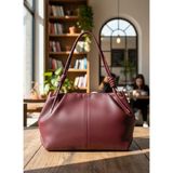 Çantam Gelsin Büzgü Detaylı Suni Deri Chen Orta Boy El ve Omuz Çantası Askısı Düğüm Detaylı Ebat 30X20 cm - 30 x 20 cm - Bordo