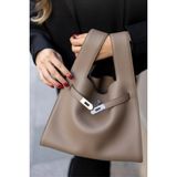Çantam Gelsin Shopper Bag Kemer Aksesuarlı Omuz Çantası - Ekru - Vizon