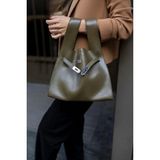 Çantam Gelsin Shopper Bag Kemer Aksesuarlı Omuz Çantası - Haki