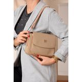 Çantam Gelsin Yeni Sezon Kolon Askılı 4 Bölmeli Beyaz Kadın Omuz Çantası 21X16CM Justpolo - 21 x 16 cm - Krem - Taba