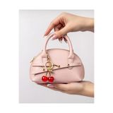cantamella Şeker Pembe Jolie Kadın El Ve Omuz Çantası - Kiraz Charm Aksesuarlı Mini Bag
