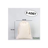ÇANTAPAK Büzgülü Ham Bez Kese 40 Cm En X 50 Cm Boy (5 Adet )