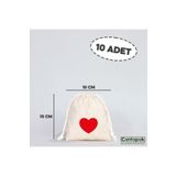 ÇANTAPAK ÇANTAPAK BÜZGÜLÜ HAM BEZ KESE 10 X 15 CM (10 ADET ) KIRMIZI KALP BASKILI