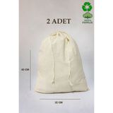 ÇANTAPAK Ham Bez Kese / Torba / Organizer 35x40 cm – 2’li Set | Doğa Dostu Bez Poşet