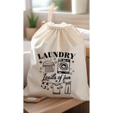 ÇANTAPAK Laundry Desenli Ham Bez Kumaş Çok Amaçlı Kirli Çamaşır Torbası 40x50 (1 Adet)