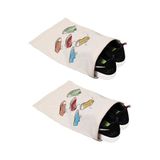 ÇANTAPAK Renkli Ayakkabı Baskılı Ayakkabı Torbası 30 x 37 Cm Ham Bez Kumaş ( 2 ADET İÇİN )