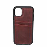 Çantayurdu iPhone 13 Hakiki Deri Kapak Back Cover Kartlıklı Kırmızı Telefon Kılıfı