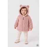 Cantoy Bebek Peluş Ayıcık Kulaklı Kapüşonlu Mont Premium Kalite - Pembe - 18 - 24 Ay