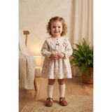 Cantoy Çiçek Desenli Vintage Müslin Bebek Elbisesi - 6 - 9 Ay - Bej