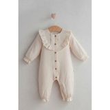 Cantoy Vintage Dantel Detaylı Müslin Bebek Tulumu - Ekru - 3 - 6 Ay