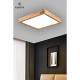cantVs Ahşap Çerçeveli Tavan Led 60x60cm Panel Aydınlatma Avize Salon Yatak Odası Mutfak 6500k Beyaz Işık