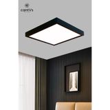 cantVs Ahşap Siyah Çerçeveli Tavan Led 60x60cm Panel Aydınlatma Avize Salon Yatak Odası Mutfak 6500k Beyaz