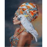 Canvas Hobby Afrikalı Güzel 12 Kasnaklı 50 x 65 cm Sayılarla Boyama Seti