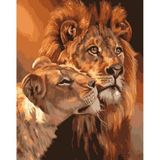 Canvas Hobby Aslanların Aşkı 50 x 65 cm Kasnaklı Sayılarla Boyama Seti