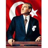 Canvas Hobby Atatürk ve Bayrak Kasnaklı 40 x 50 cm Sayılarla Boyama Seti
