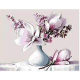 Canvas Hobby Beyaz Manolya Kasnaklı 40 x 50 cm Sayılarla Boyama Seti