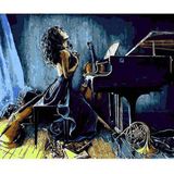 Canvas Hobby Canvas Müzik ve Kadın 60 x 75 cm Kasnaklı Sayılarla Boyama Seti