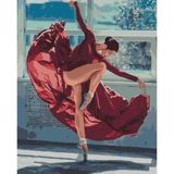 Canvas Hobby Kırmızı Dans Kasnaklı 40x50 cm Sayılarla Boyama Seti