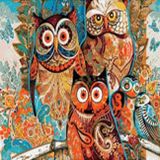 Canvas Hobby Renkli Baykuşlar 40 x 50 cm Rulo Sayılarla Boyama Seti