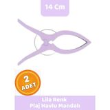 Canvela 2 Adet Lila Mandal Xl Büyük Boy Şezlong Plaj Havlu Mandalı Halı Asma Battaniye ve Havlu Tutucu Mandal - 6+ Yaş