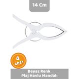 Canvela 4 Adet Beyaz Mandal Xl Büyük Boy Şezlong Plaj Havlu Mandalı Halı Asma Battaniye ve Havlu Tutucu Mandal - 6+ Yaş