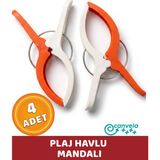 Canvela 4 Adet Kırmızı Beyaz Xl Büyük Boy Şezlong Plaj Havlu Mandalı Halı Asma Battaniye ve Havlu Tutucu Mandal - Kırmızı - Beyaz - 6+ Yaş