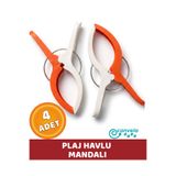 CANVELA 4 Adet Kırmızı Beyaz XL Büyük Boy Şezlong Plaj Havlu Mandalı Halı Asma Battaniye ve Havlu Tutucu Mandal