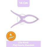 Canvela 4 Adet Lila Mandal Xl Büyük Boy Şezlong Plaj Havlu Mandalı Halı Asma Battaniye ve Havlu Tutucu Mandal - 6+ Yaş