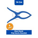 CANVELA 4 Adet Mavi MAndal XL Büyük Boy Şezlong Plaj Havlu Mandalı Halı Asma Battaniye ve Havlu Tutucu Mandal