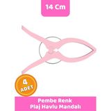 Canvela 4 Adet Pembe Mandal Xl Büyük Boy Şezlong Plaj Havlu Mandalı Halı Asma Battaniye ve Havlu Tutucu Mandal - 6+ Yaş