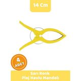 Canvela 4 Adet Sarı Mandal Xl Büyük Boy Şezlong Plaj Havlu Mandalı Halı Asma Battaniye ve Havlu Tutucu Mandal - 6+ Yaş