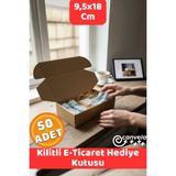 Canvela 50 Adet 18X9.5X5.3 cm Kilitli E-Ticaret Hediye Kutusu Kraft Karton Kargo Paketleme Kutusu
