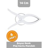 Canvela 6 Adet Beyaz Mandal Xl Büyük Boy Şezlong Plaj Havlu Mandalı Halı Asma Battaniye ve Havlu Tutucu Mandal - 6+ Yaş