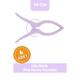 CANVELA 6 Adet Lila Mandal XL Büyük Boy Şezlong Plaj Havlu Mandalı Halı Asma Battaniye ve Havlu Tutucu Mandal