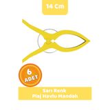 CANVELA 6 Adet Sarı Mandal Büyük Boy Mandal XL Şezlong Plaj Havlu Mandalı Halı Asma Battaniye ve Havlu Tutucu Mandal