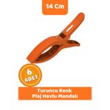 CANVELA 6 Adet Turuncu Mandal XL Büyük Boy Şezlong Plaj Havlu Mandalı Halı Asma Battaniye ve Havlu Tutucu Mandal