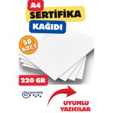 CANVELA A4 Sertifika Kağıdı Kalın Kartuşlu Mürekkepli Tüm Yazıcılara Uygun 50 Adet 220 Gr