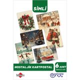 CANVELA Yılbaşı Nostalji Simli Kartpostal Setleri Manzara Yeni Yıl Postcard Christmas Kardan Adam Noel Baba