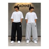 CAONNES 2'li Erkek NY Baskılı Eşofman Altı (Siyah-Gri) Oversize Baggy Salaş Paça