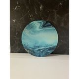 Çap 27CM - Buzlu Cam, Okyanus - Kesme Tahtası - Sunumluk - 0 - 99 ml