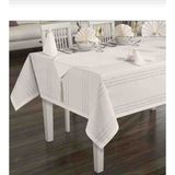 Çapa Home (26 Parça) Leke Tutmaz Spor Çizgili Sofra Takımı - Açık Krem - 160 x 220 cm