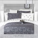 Çapa Home 9 Parça Gelin Seti Yatak Örtüsü Nakışlı Nevresim Çarşaf 6 Yastık - Beyaz - Gri - 240 x 260 cm
