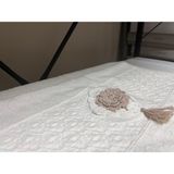 Çapa Home Çiçek Işlemeli Püsküllü El Yüz Havlusu - 50 x 90 cm - Sütlü Kahve