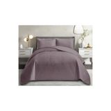 Çapa Home Ultra Soft Kadife Nubuk Çift Kişilik Yatak Örtüsü ( Kül Moru) Mürdüm