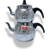 Çapar Group Motifli No 3 Beyaz Çaydanlık
